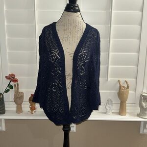 Torrid Diamond Pointelle Mid Shrug in Navy